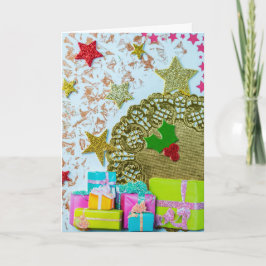 Grußkarte für Geschenke und Sterne Feiertagskarte