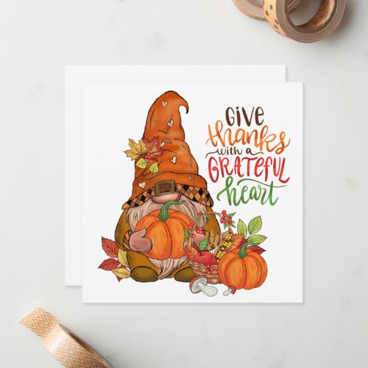 Grußkarte für GNOME-Erntedank Mitteilungskarte (Vorderseite/Rückseite Beispiel)