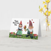 Grußkarte für Gnomes Happy Anniversary Karte (Gelbe Blume)