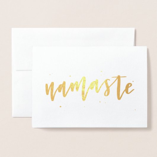 Grußkarte für Gold Foil Calligraphy Namaste Folienkarte (Vorderseite mit Umschlag)