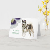 Grußkarte für Husky und Blume Karte (Gelbe Blume)