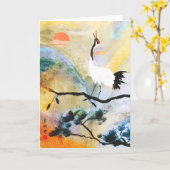 Grußkarte für japanische Krane Karte (Gelbe Blume)