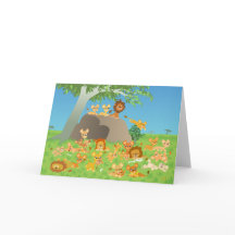 Grußkarte für niedliche Cartoon-Löwen-Familie