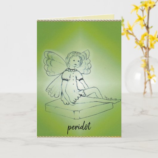 Grußkarte für Peridot/August Karte (Gelbe Blume)