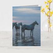 Grußkarte für Pferde - Pferde aus der Camargue Karte (Gelbe Blume)