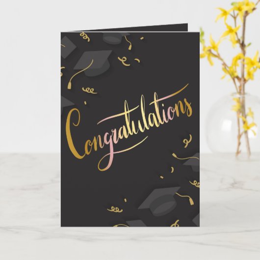 Grußkarte für Schwarz-Gold-Graduierung Karte (Gelbe Blume)