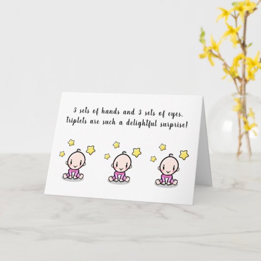 Grußkarte für Triplets, Begrüßungstablett für Baby Karte (Gelbe Blume)