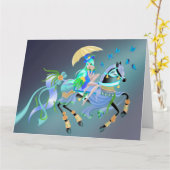 Grußkarte für verzauberte Pferdereiten Karte (Gelbe Blume)