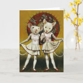 Grußkarte für Vintage Mäuse Karte (Gelbe Blume)