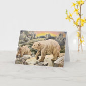 Grußkarte für Vintage Polarbären Karte (Gelbe Blume)