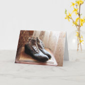 Grußkarte für Vintage Schuhe Karte (Gelbe Blume)