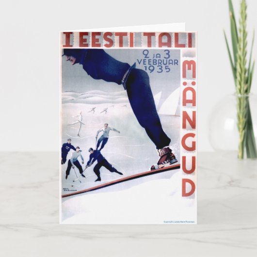 Grußkarte für Winterspiele, 1935 Feiertagskarte (Vorderseite)