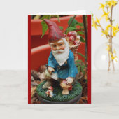 Grußkarte - Garten Gnome Karte (Gelbe Blume)
