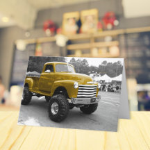 Grußkarte Gold 1950er Frisierte Auto Truck