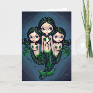 Grußkarte "Green Mermaid Triplets" Karte