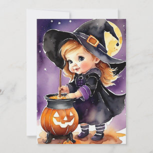 Grüßkarte Halloween niedliche kleine Hexe Feiertagskarte