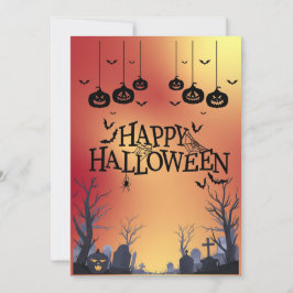 Grußkarte Happy Halloween Orange Einladung