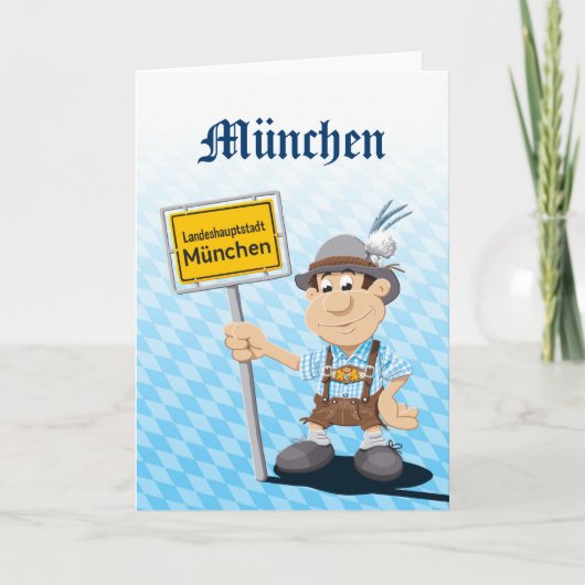 Grußkarte Happy Lederhosen Mann München Zeichen Karte (Vorderseite)