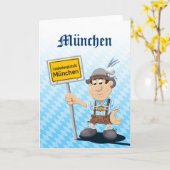 Grußkarte Happy Lederhosen Mann München Zeichen Karte (Gelbe Blume)
