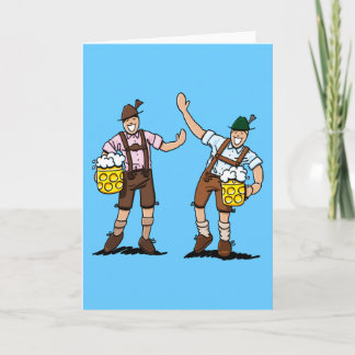 Grußkarte Happy Lederhosen Men Beer Stein Karte