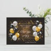 Grußkarte "Happy New Year Balloons" Feiertagskarte (Stehend Vorderseite)