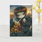 Grußkarte "Herbst-Kätzchen" Karte (Gelbe Blume)