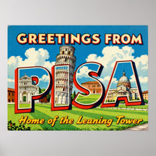 Grußkarte im Vintage-Stil aus Pisa Poster