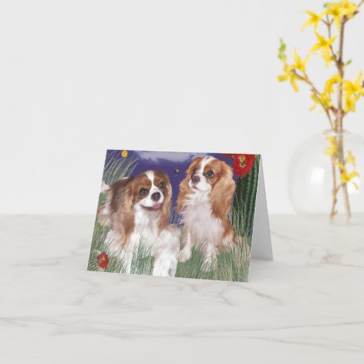 Grußkarte, King Charles Cavalier Spaniel Card Karte (Gelbe Blume)