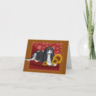Grußkarte, König Charles Cavalier Spaniel, Tri Karte