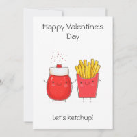 Grußkarte - Lass's Ketchup! Niedliche Ketchup Frie