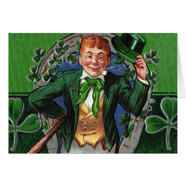Grußkarte Leprechaun (Vorderseite (Horizontal))