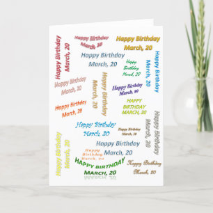 Grußkarte März, 20 Geburtstag Karte