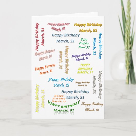 Grußkarte März, 31 Geburtstag Karte (Vorderseite)