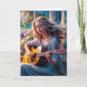 Grußkarte mit akkustischer Gitarre zum Geburtstag Karte