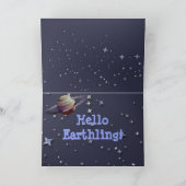 Grußkarte mit Alien, Raumschiff und Saturn Karte (Innenseite)