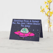 Grußkarte mit Alien, Raumschiff und Saturn Karte (Gelbe Blume)