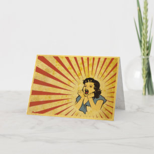 Grußkarte mit Cooler Vintager Girl Zeichnend Karte