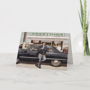 Grußkarte mit Cooler Vintager Polizist Illustratio Karte