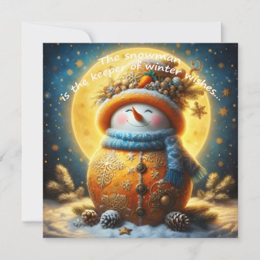 Grüßkarte mit einem süßen Schneemann (Vorderseite)