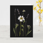 Grußkarte mit gepressten Blumen in Schwarz Karte (Gelbe Blume)