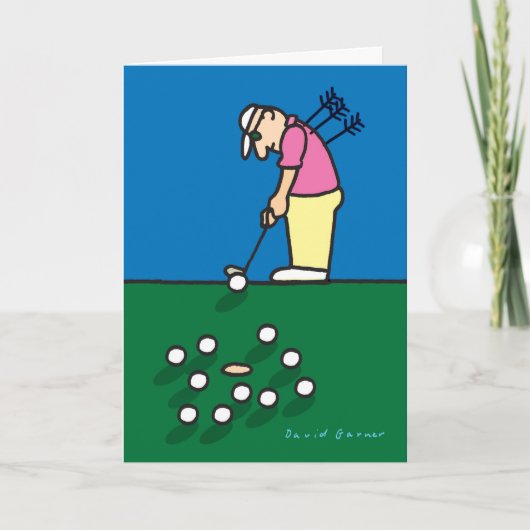 Grußkarte mit Golfspielerillustration Karte (Vorderseite)