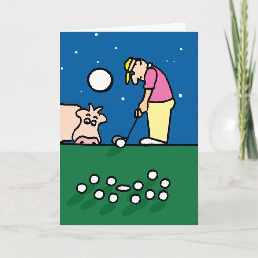 Grußkarte mit Golfspielerillustration Karte (Vorderseite)
