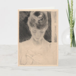 Grußkarte mit Paul Cesar Helleu Malerei Karte