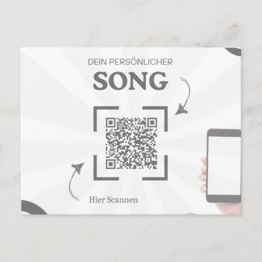 Grußkarte mit QR-Code für einen Song Postkarte (Vorderseite)