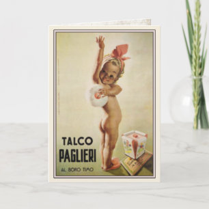 Grußkarte mit süßem Baby auf Vintage-Werbeposter Karte