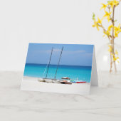 Grußkarte mit tropischer Strandszene Karte (Gelbe Blume)