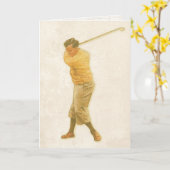 Grußkarte mit Vintage Golf Player Karte (Gelbe Blume)