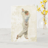 Grußkarte mit Vintagem Golfspieler Karte (Gelbe Blume)