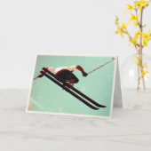 Grußkarte mit Vintager Skischuhbahn Karte (Gelbe Blume)