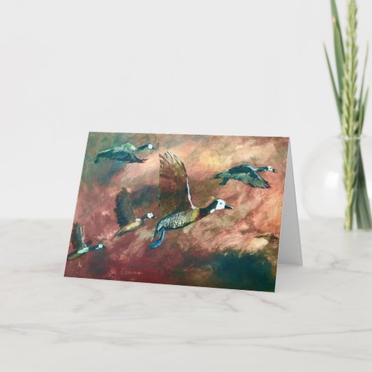 Grußkarte mit weißer Pfeifente Karte (Vorderseite)